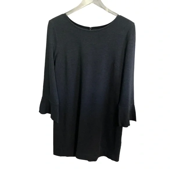 Madewell Charcoal Heather Gray Long bell sleeve Knit Tunic Dress Size M - Picture 2 of 14